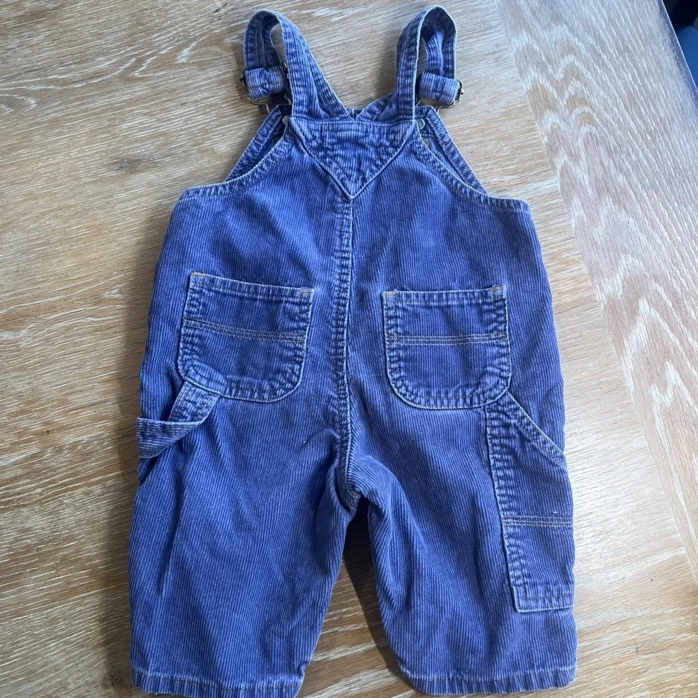 Vintage Baby‎ Gap Blue Jeans Infant 3-6 Mos Corduroy Overalls Snap Crotch Purple - Picture 6 of 8